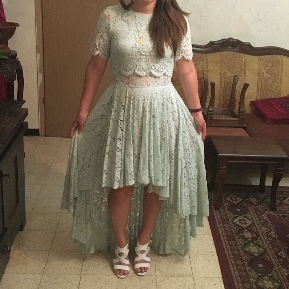 ASOS Size 6 Mint Green High Low Lace Dress